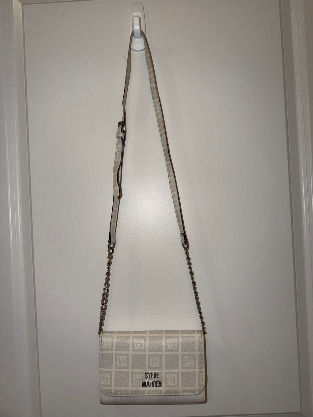Steve Madden Monogram Crossbody Bag in White